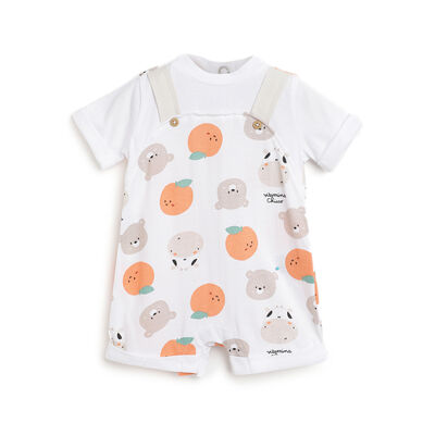 Boys Natural Printed Short Sleeve Rompers